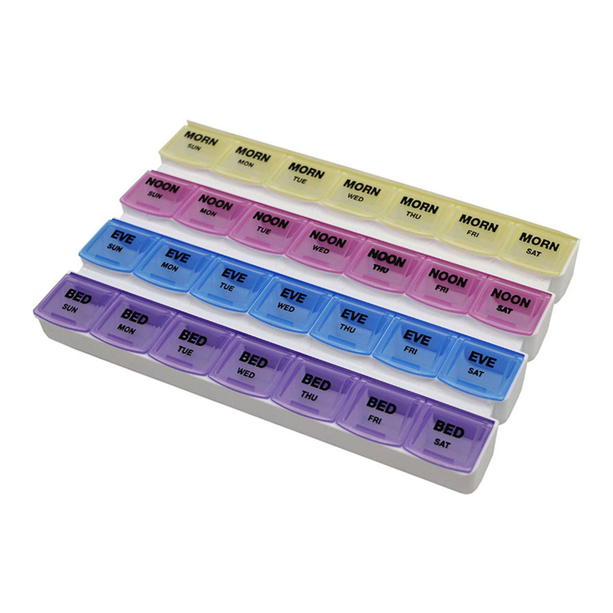 Mediplanner 7-Day Pill Organizer, Four Times a Day, 1.25" x 5.75" x 9.25" - 85-0101 - LL Medico