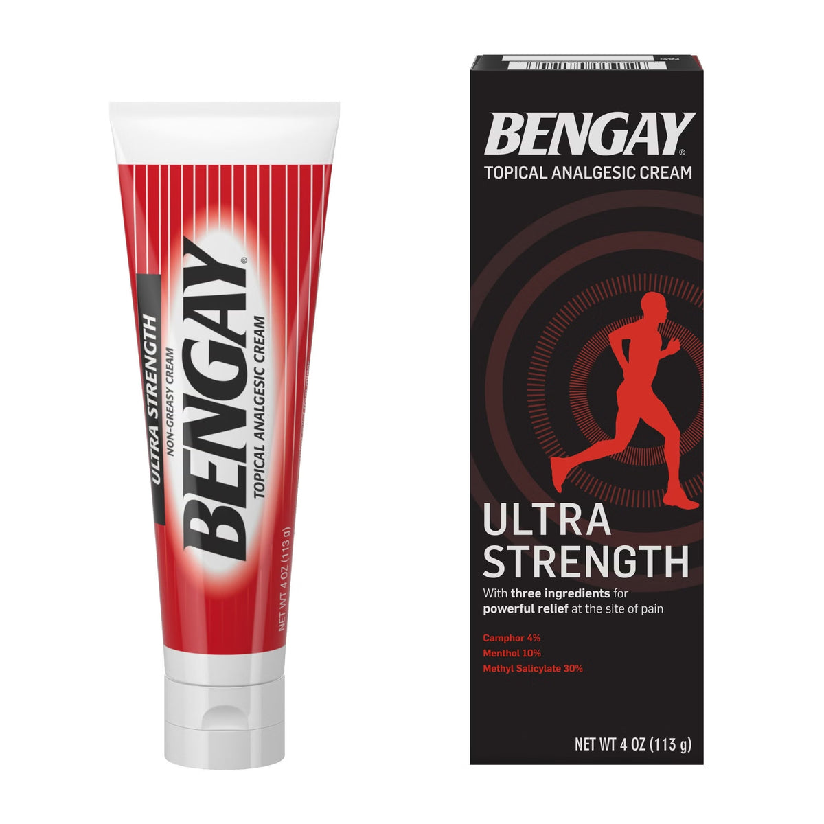 Bengay Ultra Strength Topical Pain Relief Cream, Camphor 30% - Menthol 10% - Methyl Salicylate 4%, 4 oz Tube - 510819400 - LL Medico