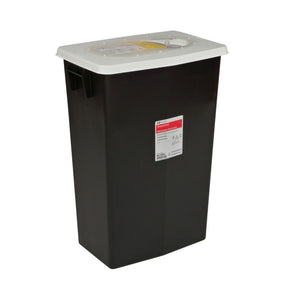 SharpSafety RCRA Waste Container, Black Base, 18 gal, Vertical Entry, Plastic, Non-Sterile, 26 x 12.75 x 18.25" - 8618RC - LL Medico