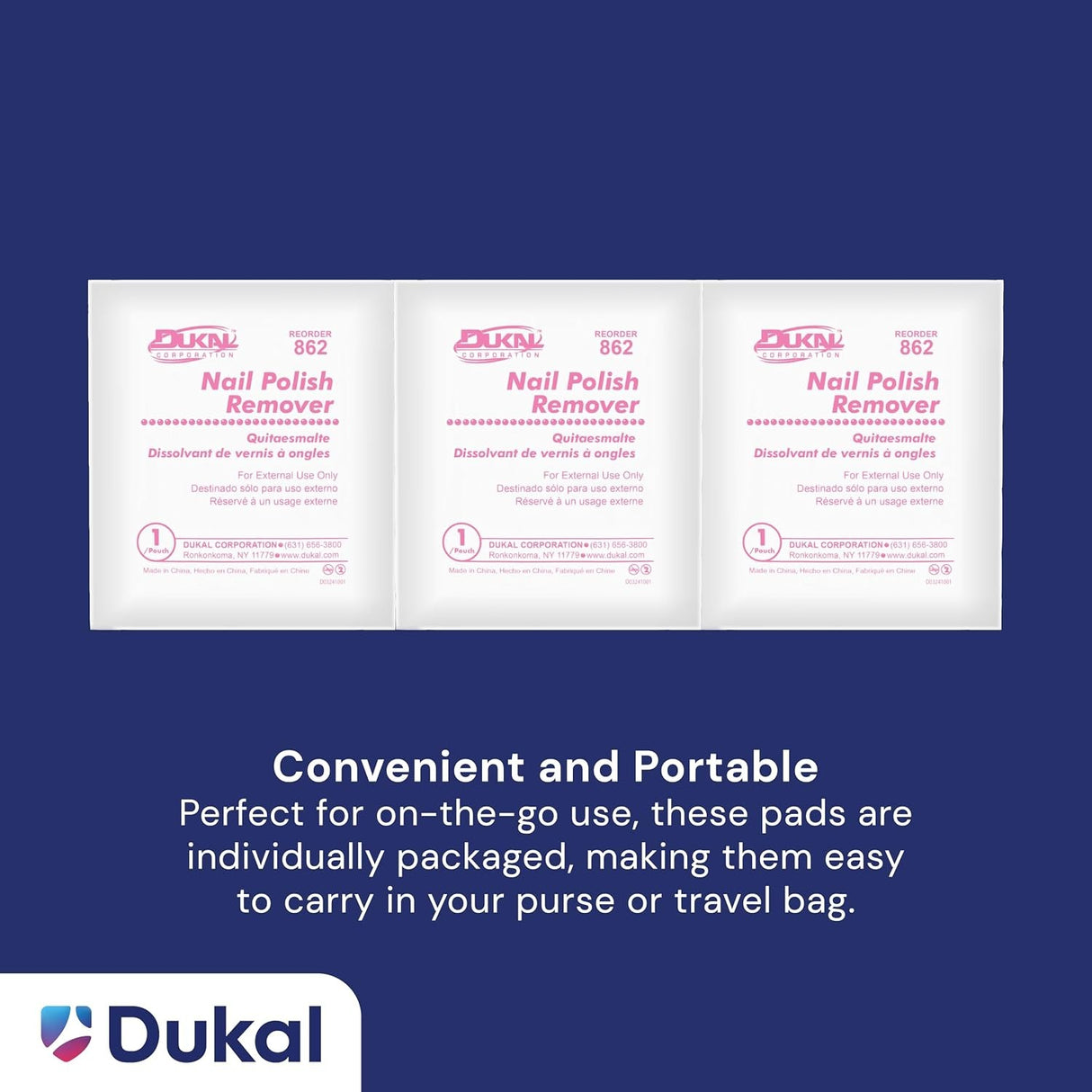 Dukal Nail Polish Remover Pads, 50 mm x 57 mm