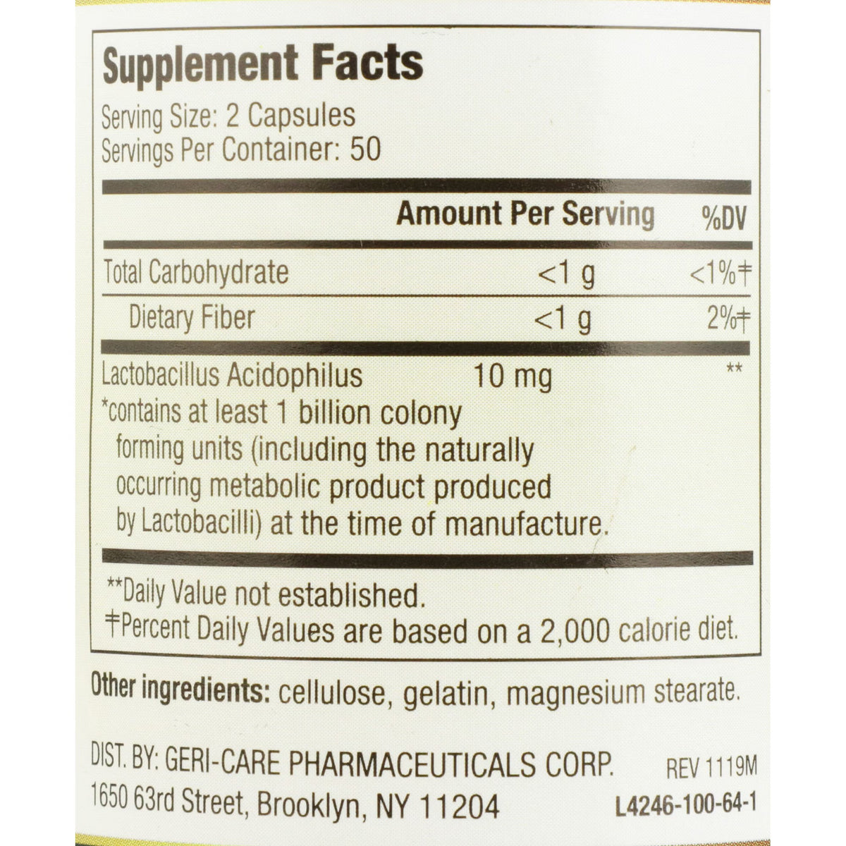 Health Star Acidophilus Probiotic Dietary Supplement, 10 mg, Capsule - 866-01-HST - LL Medico
