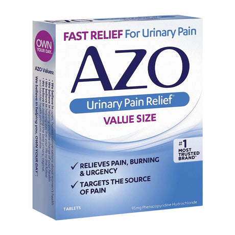 AZO Urinary Pain Relief Tablets, Phenazopyridine HCL, 95 mg - 87651030152 - LL Medico