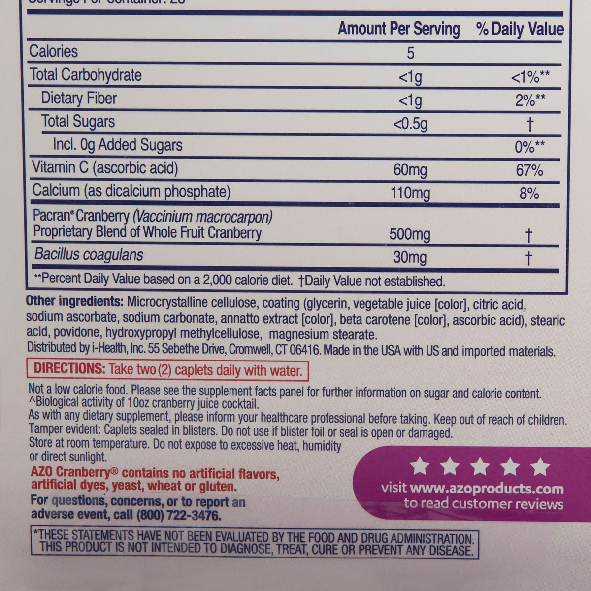 AZO Cranberry Urinary Tract Health Supplement Tablets - 87651042067 - LL Medico