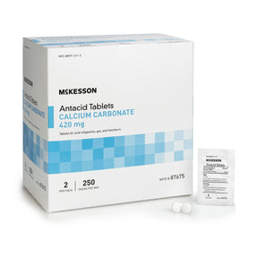 McKesson Calcium Carbonate Antacid Tablets, 420 mg, Mint Flavor - 87675 - LL Medico