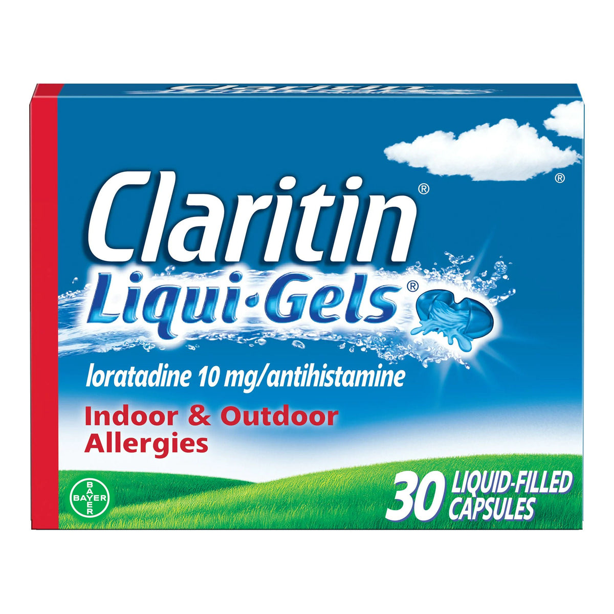 Claritin 24 Hour Allergy Relief Liqui-Gels, Loratadine 10 mg, Non-Drowsy - 30 count - LL Medico