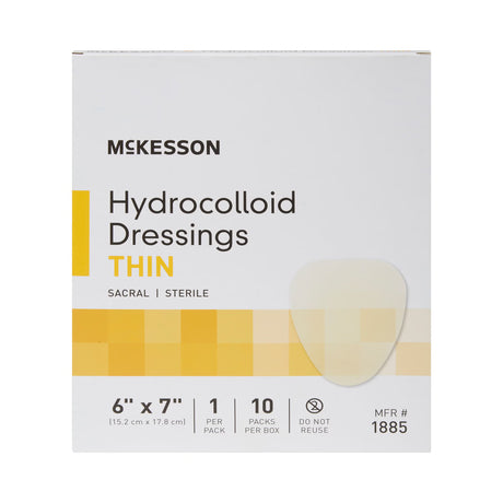McKesson Hydrocolloid Dressing Thin with Film Backing, Sterile, Sacral, 6" x 7" - 1885 - LL Medico