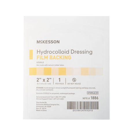 McKesson Hydrocolloid Dressing, Square, Waterproof Film Backing — 2" x 2"