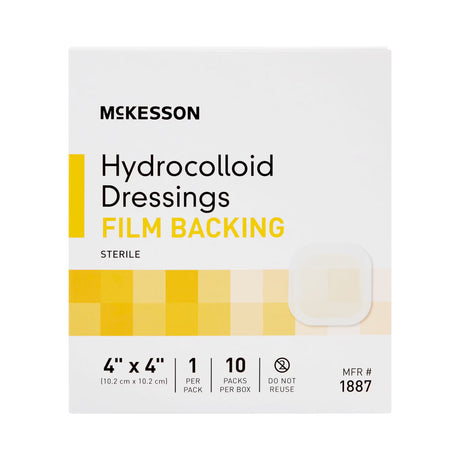 McKesson Hydrocolloid Dressing, Square, Waterproof Film Backing — 4" x 4"