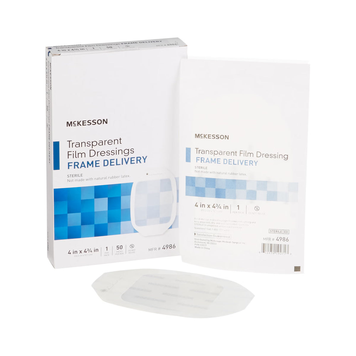Smith & Nephew OpSite Transparent Film Dressing, 2 Tab Delivery Rectangle Sterile — 6" x 11"