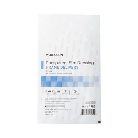 McKesson Transparent Film Dressing, Octagon Frame Style Delivery, Sterile — 6" x 8"