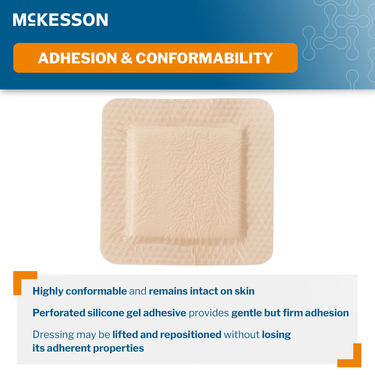 McKesson 5-Layer Foam Dressing, Bordered Silicone Adhesive, Square, Sterile - 4842 - LL Medico
