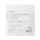 McKesson 5-Layer Foam Dressing, Bordered Silicone Adhesive, Square, Sterile — 4" x 4"