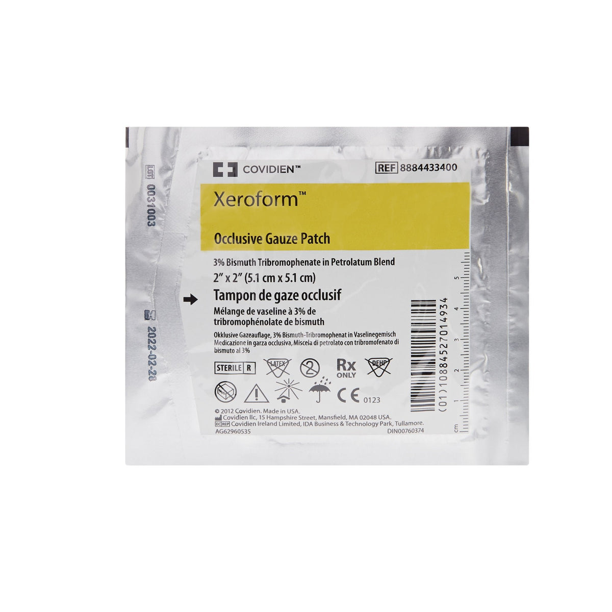 Xeroform Occlusive Petrolatum Impregnated Dressing, Square, 2" x 2", White, Fine Mesh Gauze, Sterile - 8884433400 - LL Medico