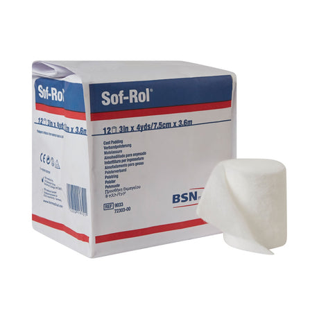 Sof-Rol Undercast Cast Padding, 3" x 4 Yard, White, Rayon, NonSterile - 9033 - LL Medico
