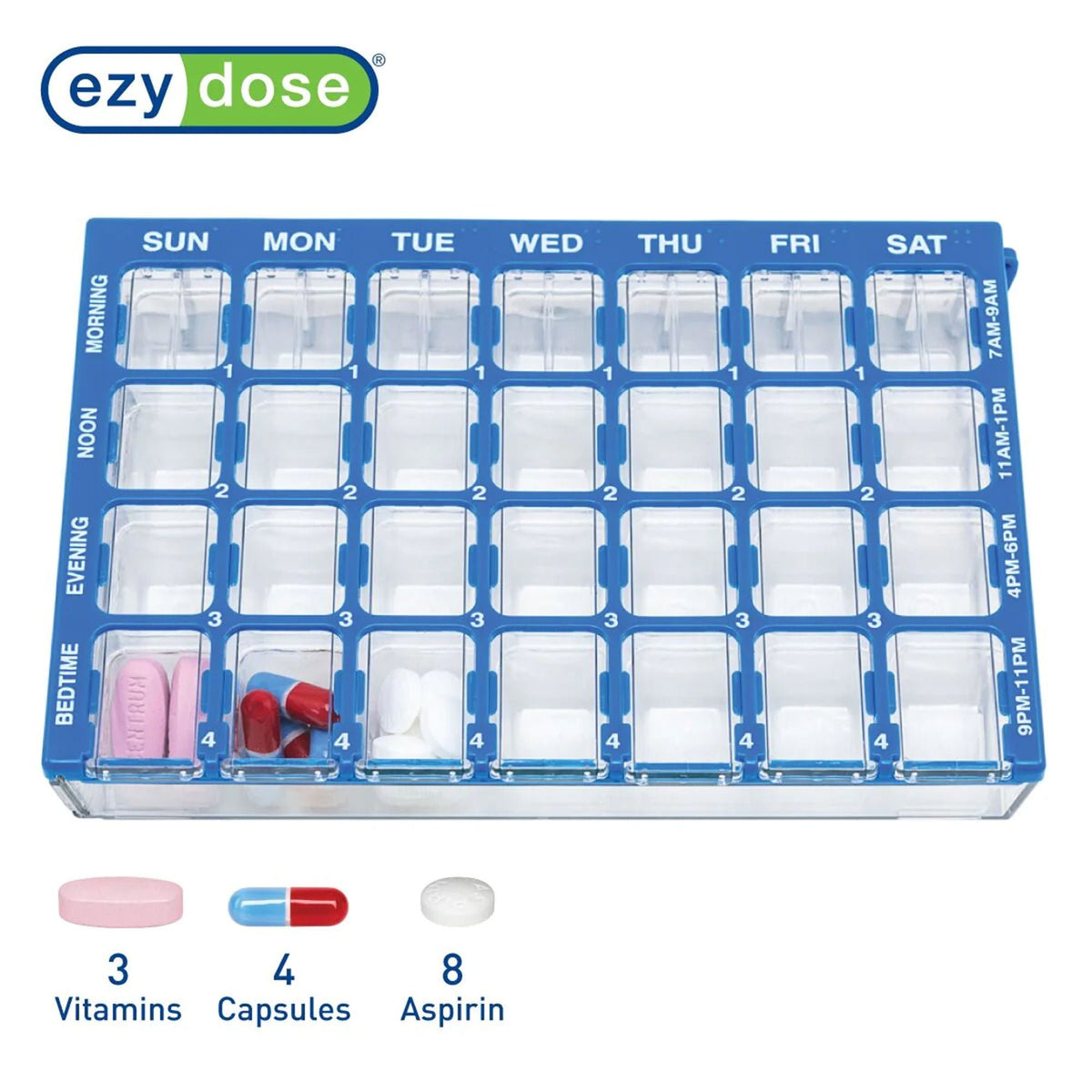Pharmadose Locking Pill Planner, 7-Day 4-Dose, Small - 91340 - LL Medico