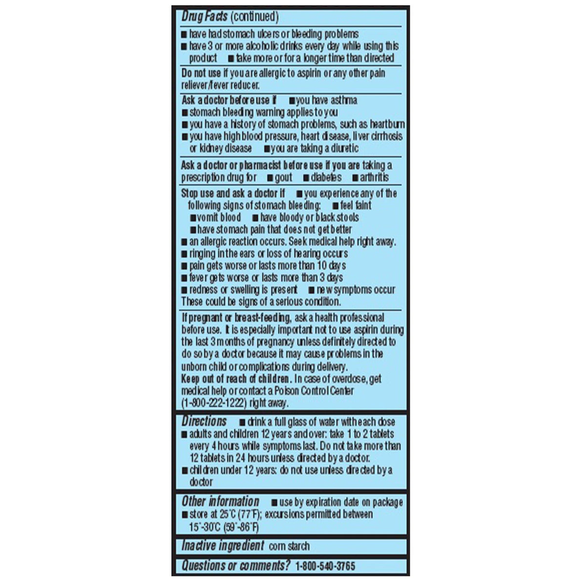 Geri-Care Aspirin Pain Relief, 325 mg, Tablet - 921-01-GCP - LL Medico