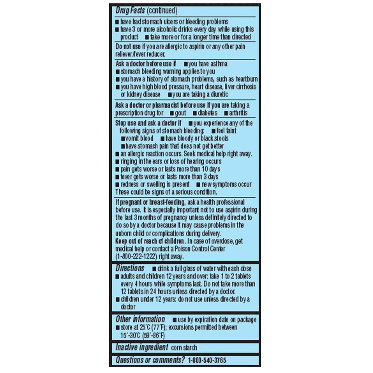 Geri-Care Aspirin Pain Relief, 325 mg, Enteric-Coated Tablet - 921-01-GCP - LL Medico