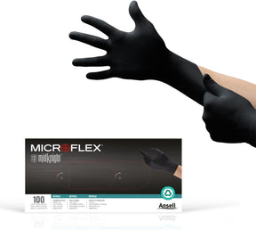 Microflex MidKnight Touch Nitrile Exam Gloves, Black, Powder-Free