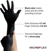 Microflex MidKnight Touch Nitrile Exam Gloves, Black, Powder-Free