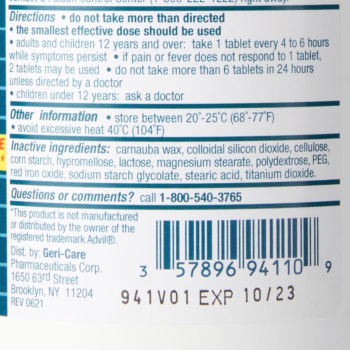 Geri-Care Ibuprofen Pain Relief, 200 mg, Tablet - 941-10-GCP - LL Medico