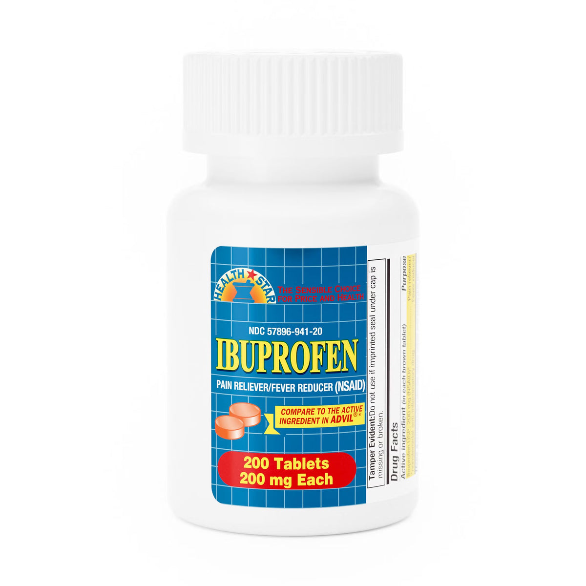 Health Star Ibuprofen Pain Relief, 200 mg, Tablet - 941-20-HST - LL Medico