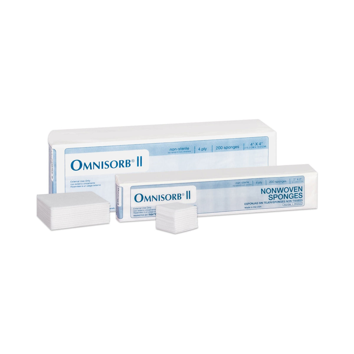 Omnisorb Nonwoven Sponge, 2 x 2", White, Nonwoven, NonSterile, 4-Ply - 942022 - LL Medico