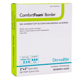 Dermarite ComfortFoam Border Foam Dressing, Square Sterile Waterproof Silicone Adhesive - 43220 - LL Medico