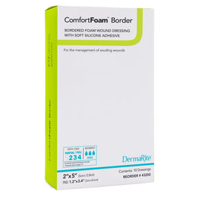 Dermarite ComfortFoam Border Foam Dressing, Waterproof, Silicone Adhesive, Sterile — 2" x 5"