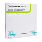 Dermarite ComfortFoam Border Foam Dressing, Square Sterile Waterproof Silicone Adhesive — 7" x 7"