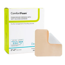 DermaRite ComfortFoam Foam Dressing, Square Sterile, Non-Bordered, Silicone Face — 2" x 2"
