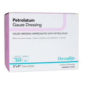 DermaRite Petrolatum Impregnated Dressing, Rectangle Sterile — 3" x 9"