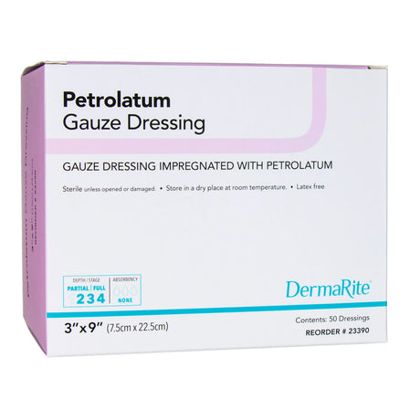 DermaRite Petrolatum Impregnated Dressing, Rectangle Sterile — 3" x 9"