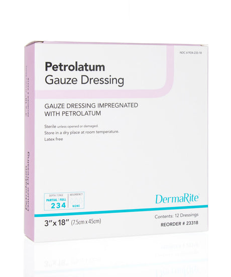 DermaRite Petrolatum Gauze Dressing, 3" x 18"