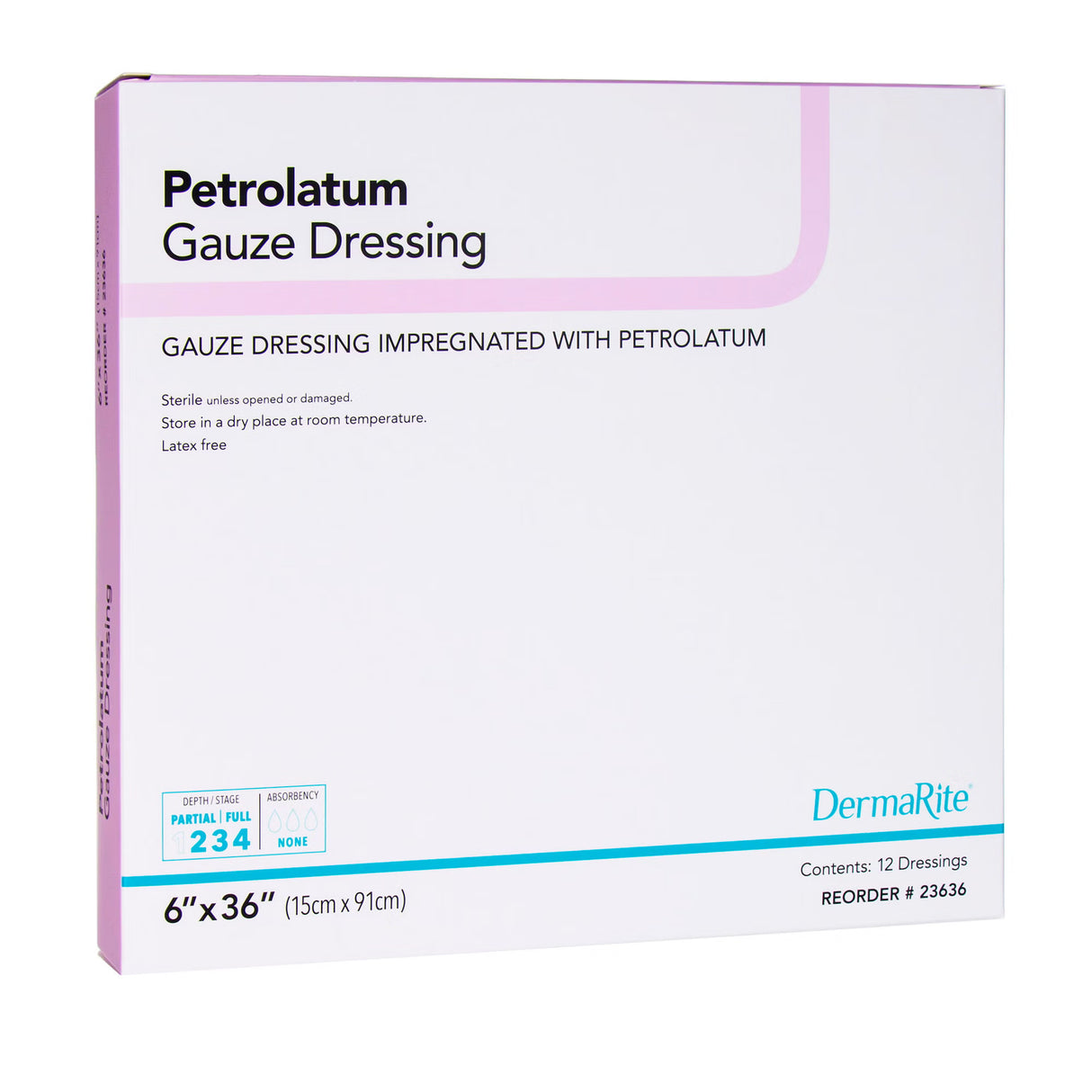 DermaRite Petrolatum Impregnated Dressing, Rectangle Sterile — 6" x 36"