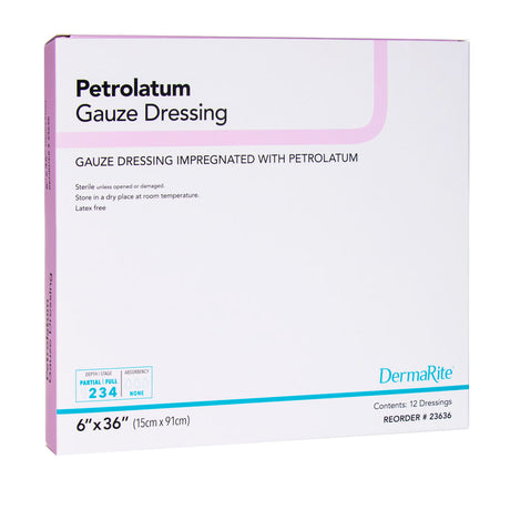 DermaRite Petrolatum Impregnated Dressing, Rectangle Sterile — 6" x 36"