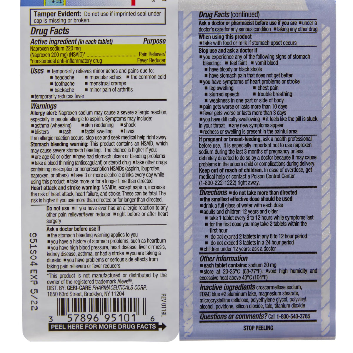 Geri-Care Naproxen Sodium Pain Relief, 220 mg, Tablet - 951-01-GCP - LL Medico
