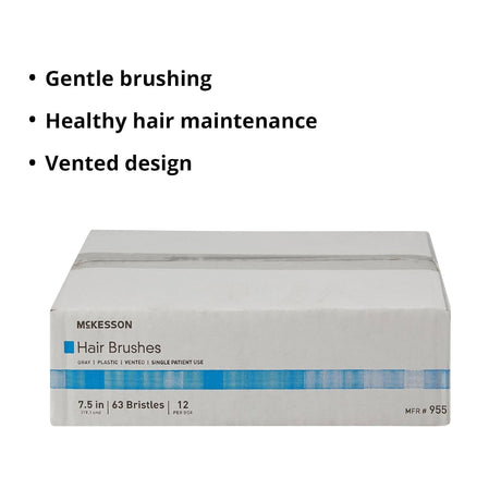 McKesson Hair Brush Gray Plastic Vented, 7.5", 63 Bristles