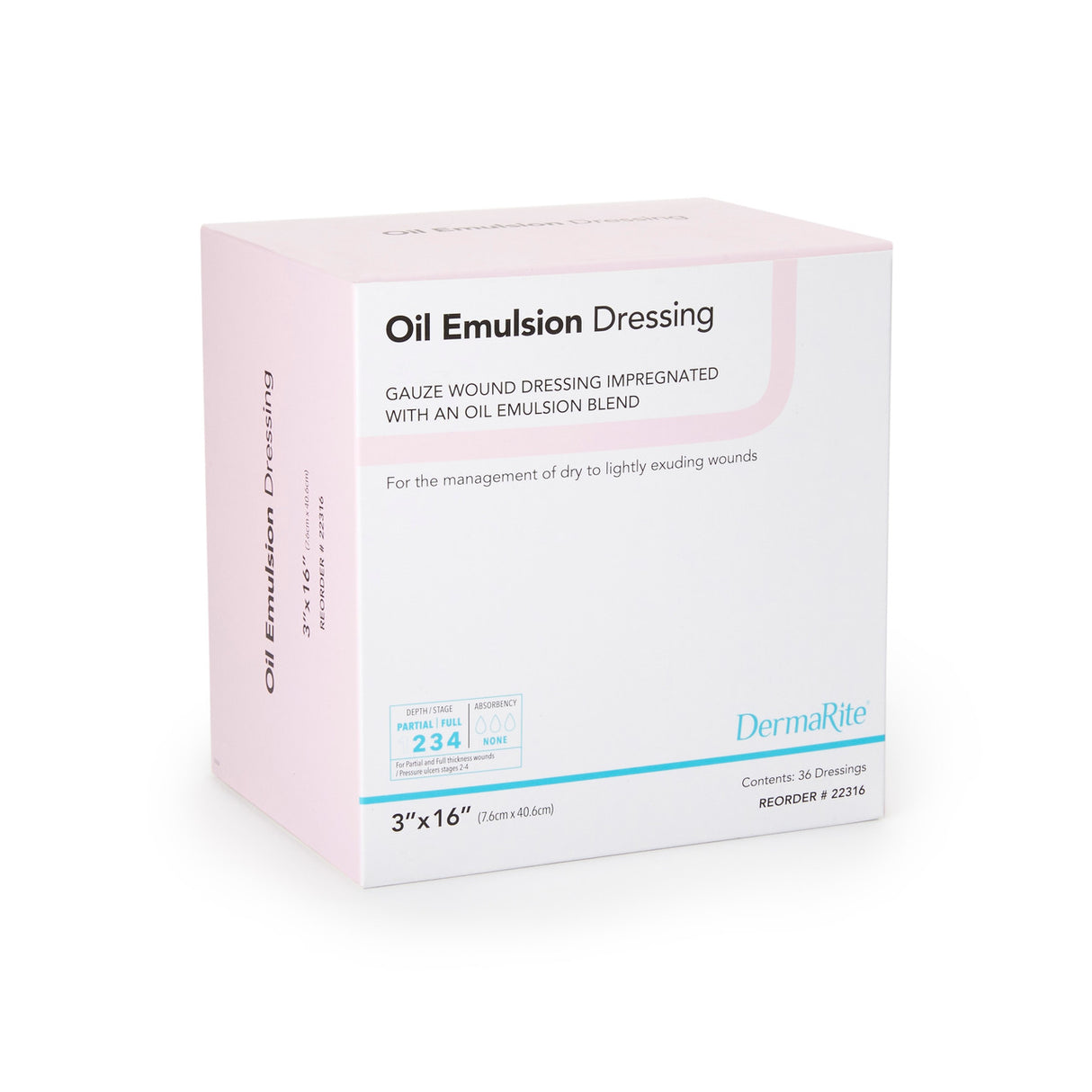 DermaRite Oil Emulsion Wound Dressing, 3 x 16 Inch