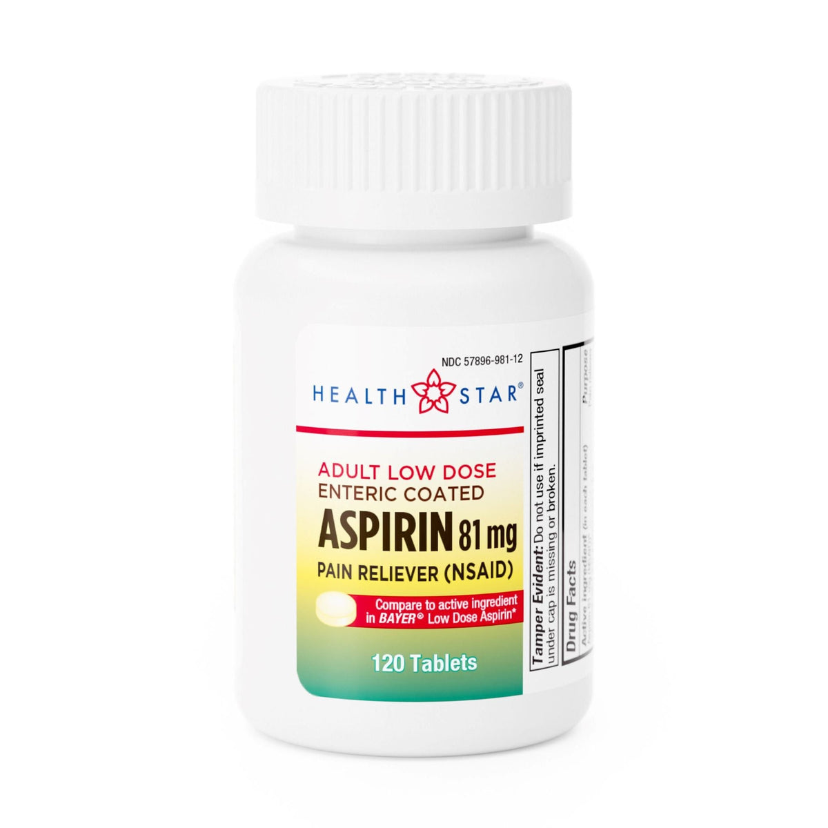 Health Star Low-Dose Aspirin, 81 mg, Tablet - 981-12-HST - LL Medico