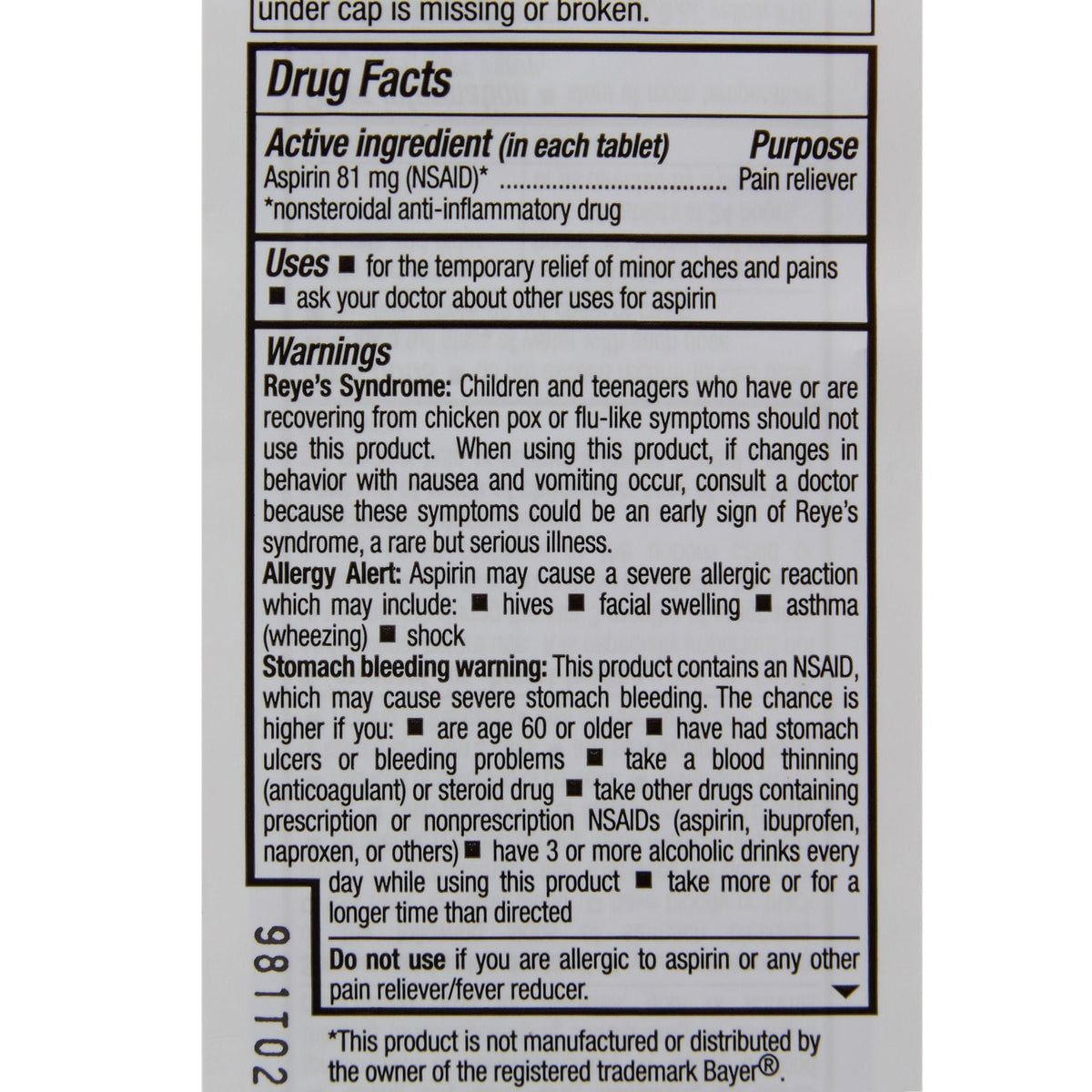 Health Star Low-Dose Aspirin, 81 mg, Tablet - 981-12-HST - LL Medico