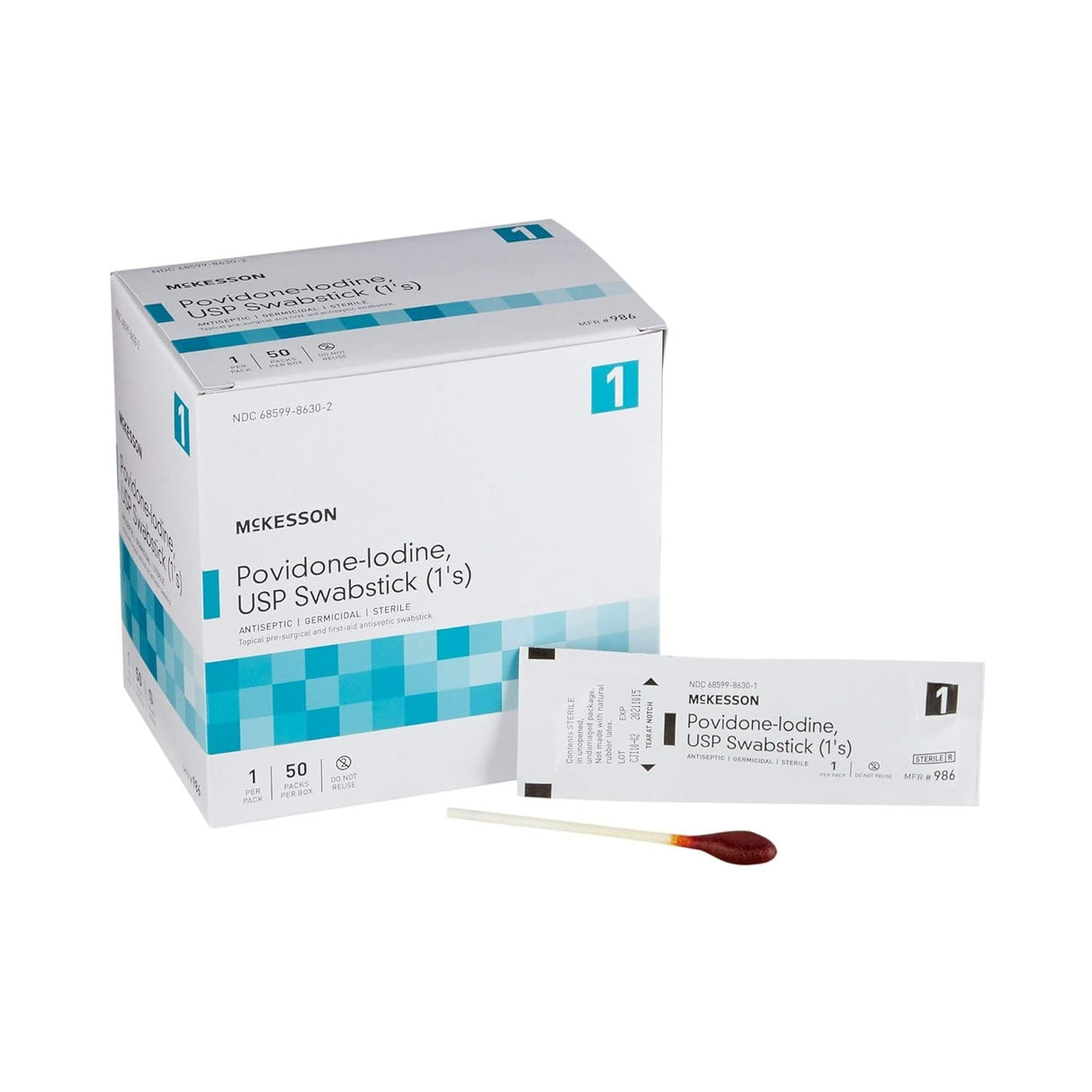 McKesson Povidone-Iodine USP Swabstick, Antiseptic, 1 Count