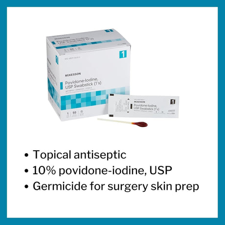 McKesson Povidone-Iodine USP Swabstick, Antiseptic, 1 Count
