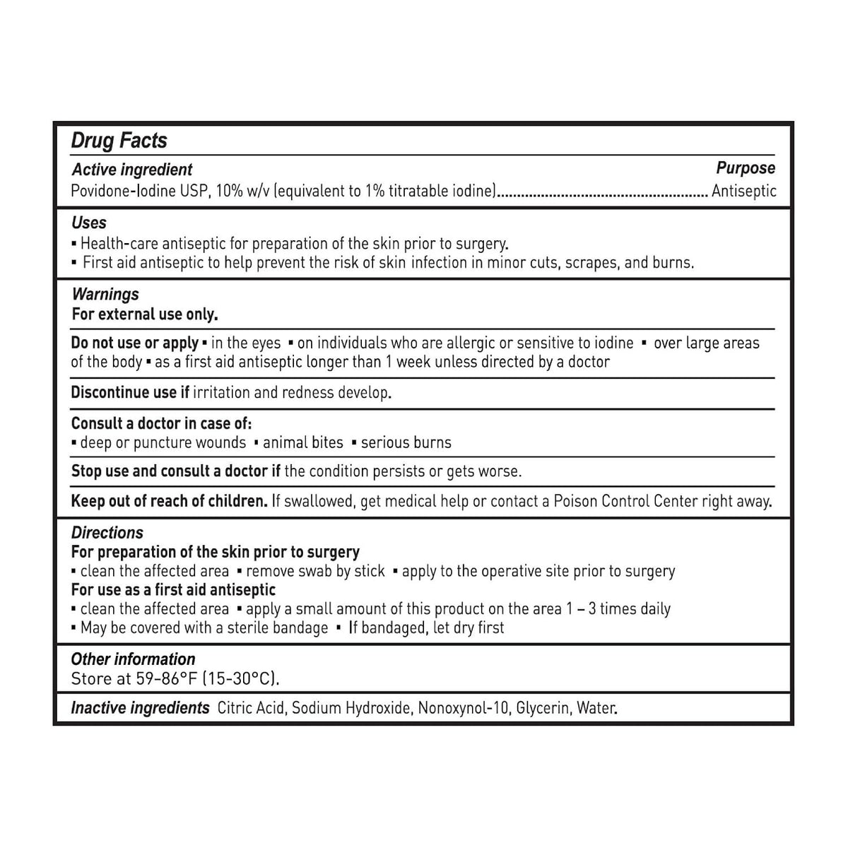 McKesson Povidone-Iodine USP Swabstick, Antiseptic, 1 Count