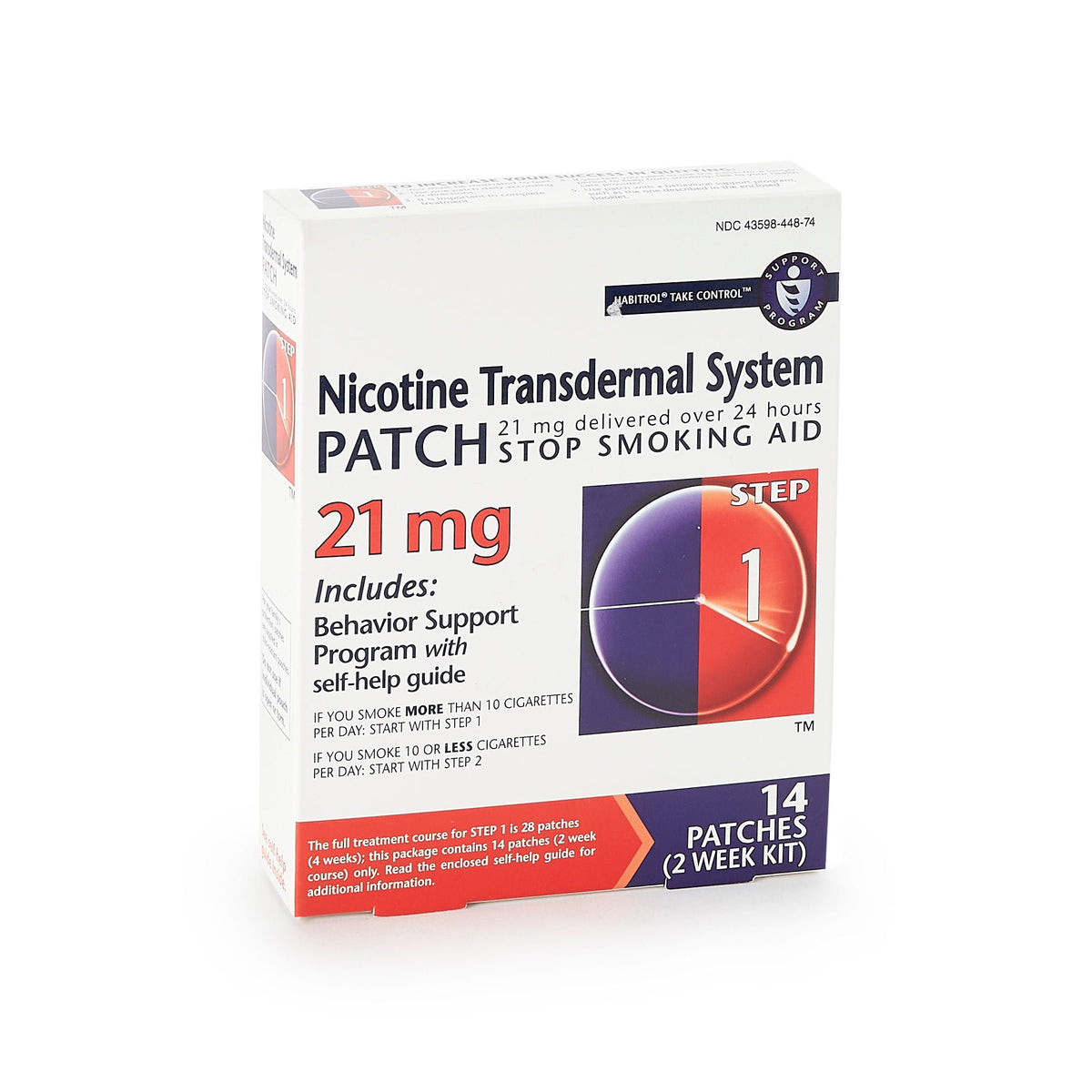 Habitrol Nicotine Transdermal System Patch, Stop Smoking Aid, 21 mg, Step 1 - 14 count - LL Medico