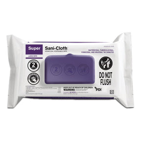 Super Sani-Cloth Germicidal Disinfectant Wipes, Premoistened Surface Disinfectant Cleaner, Soft Pack, Alcohol Scent, Nonsterile, 8.2" x 9.8" - A22480 - LL Medico
