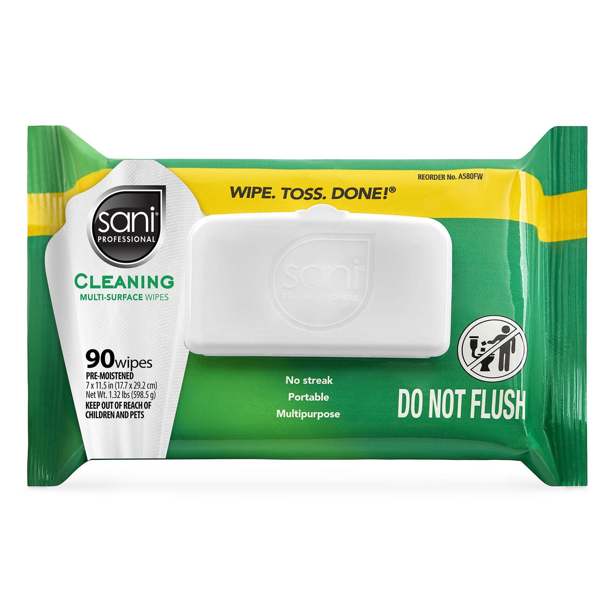 Sani Professional Multi-Surface Disinfectant Wipes, Premoistened Alcohol Based, Surface Disinfectant Cleaner, Scented, Nonsterile, 7 x 11.5" - A580FW - LL Medico
