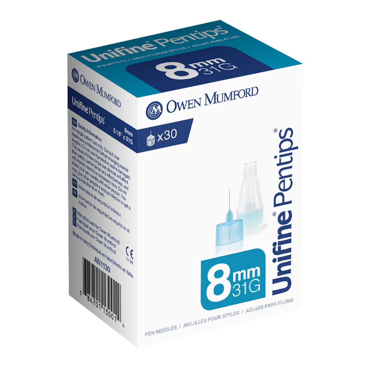 Unifine Pentips Standard Insulin Pen Needle, 31 Gauge, 8 mm Length, Sterile - AN 1130 - LL Medico
