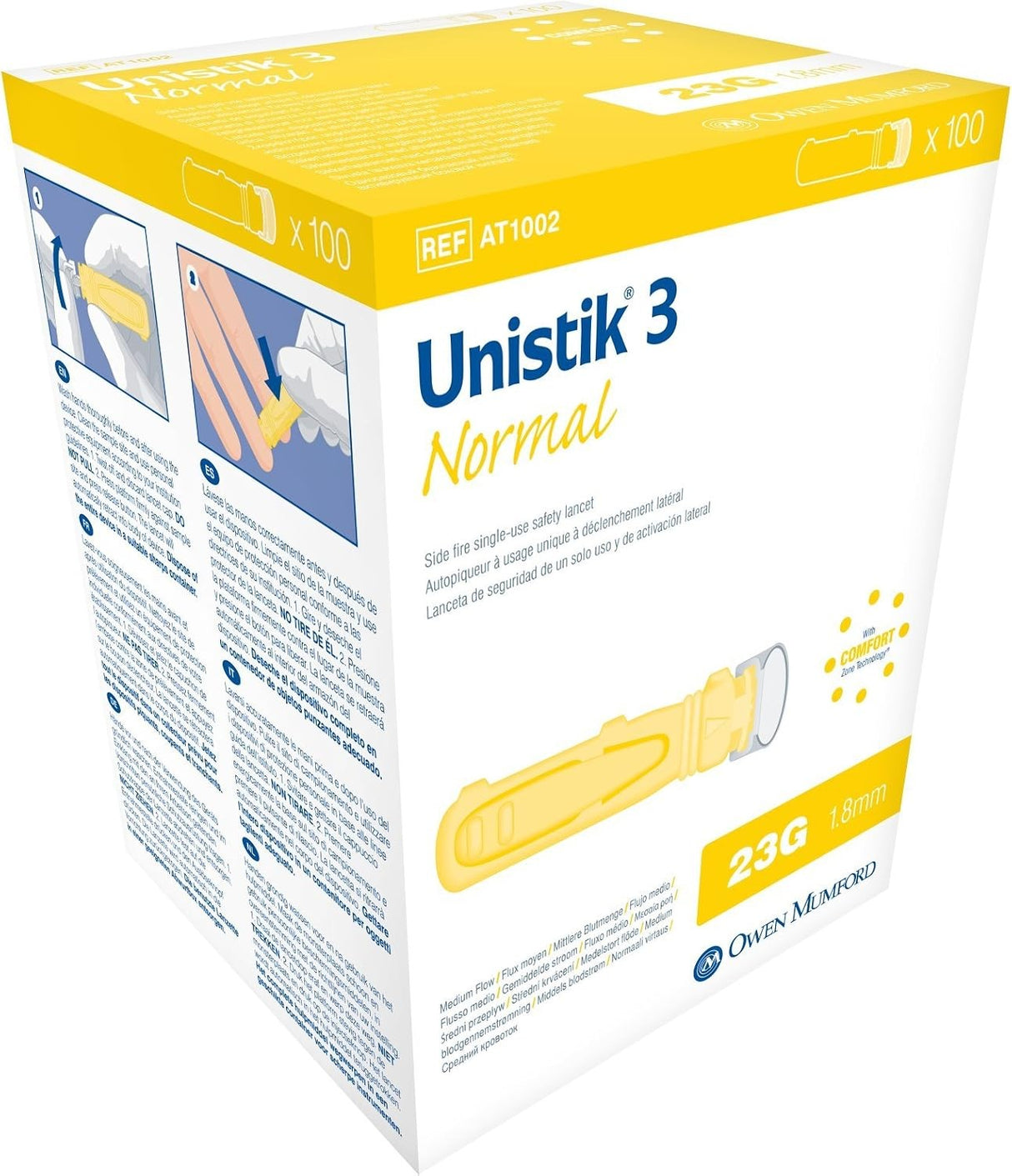 Owen Mumford Unistik 3 Safety Lancets, Normal, 23 Gauge