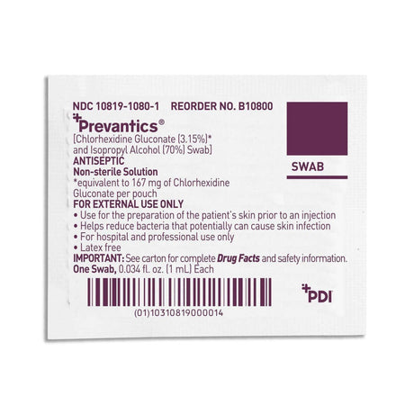 Prevantics Antiseptic Swab, Chlorhexidine Gluconate 70%