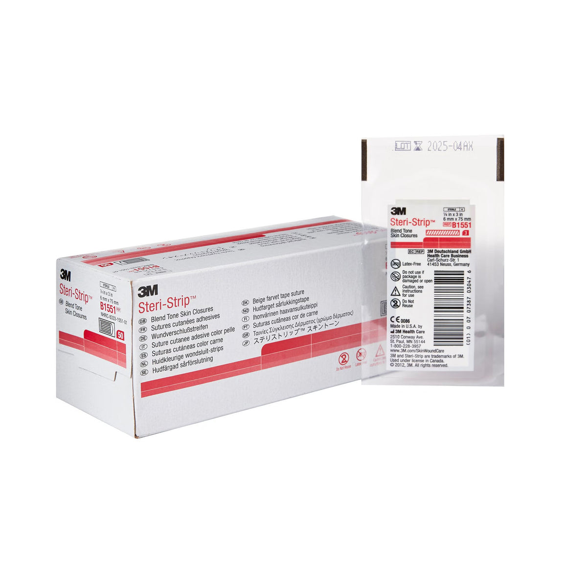 Steri-Strip Blend Tone Skin Closures, Flexible Nonwoven Strip, Tan, 0.25" x 3", Sterile - B1551 - LL Medico